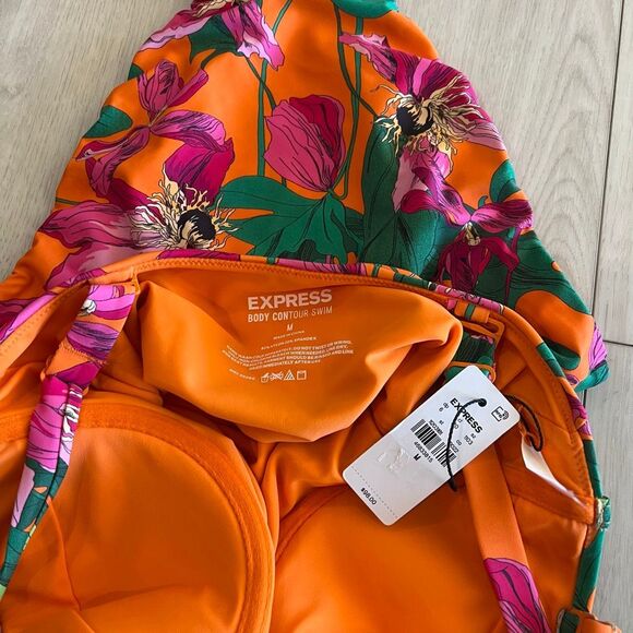 Express Floral Balconette Body Contour One-piece Swimsuit size M - Picture 6 of 10